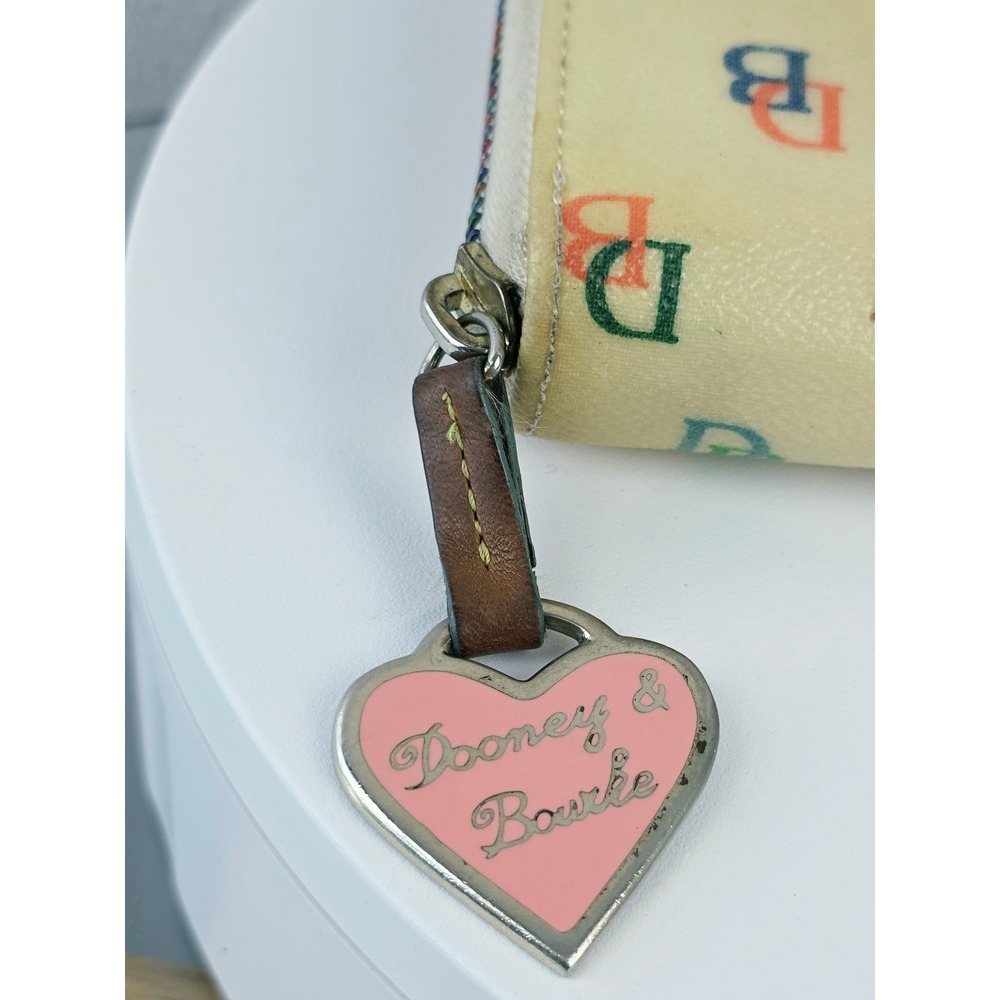 Dooney & Bourke Rainbow Monogram Zip Around Wallet Cream Heart Charm Y2K - Picture 7 of 15